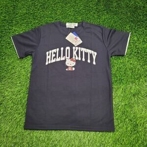 Hello-Kitty Kawaii Cat Shirt Womens M/L 19x25 Black Sanrio